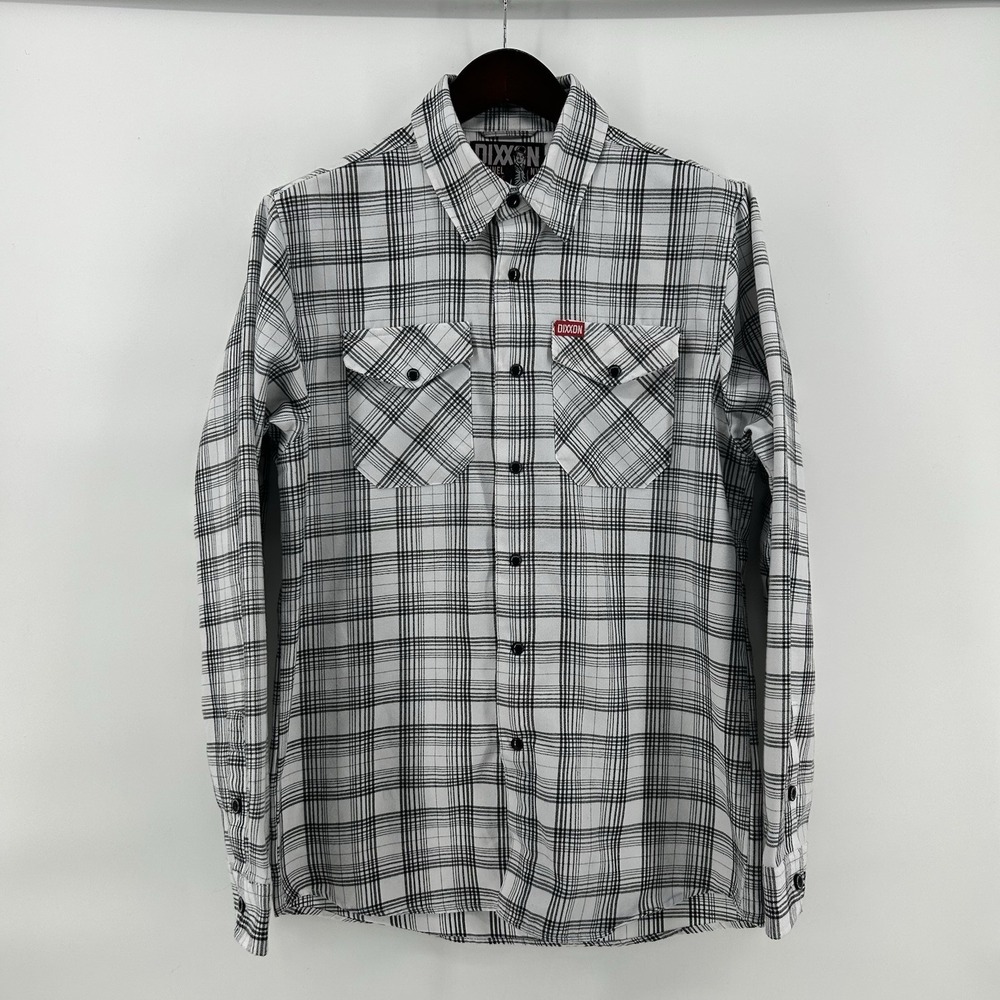 Dixxon Chaplin Flannel Shirt Men M Black White Plaid Snap Front Western Grunge